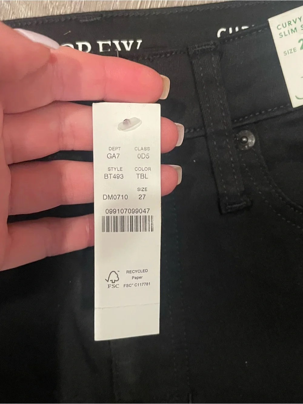 J. Crew Curvy Vintage Slim Straight Black Jeans size 27 NWT